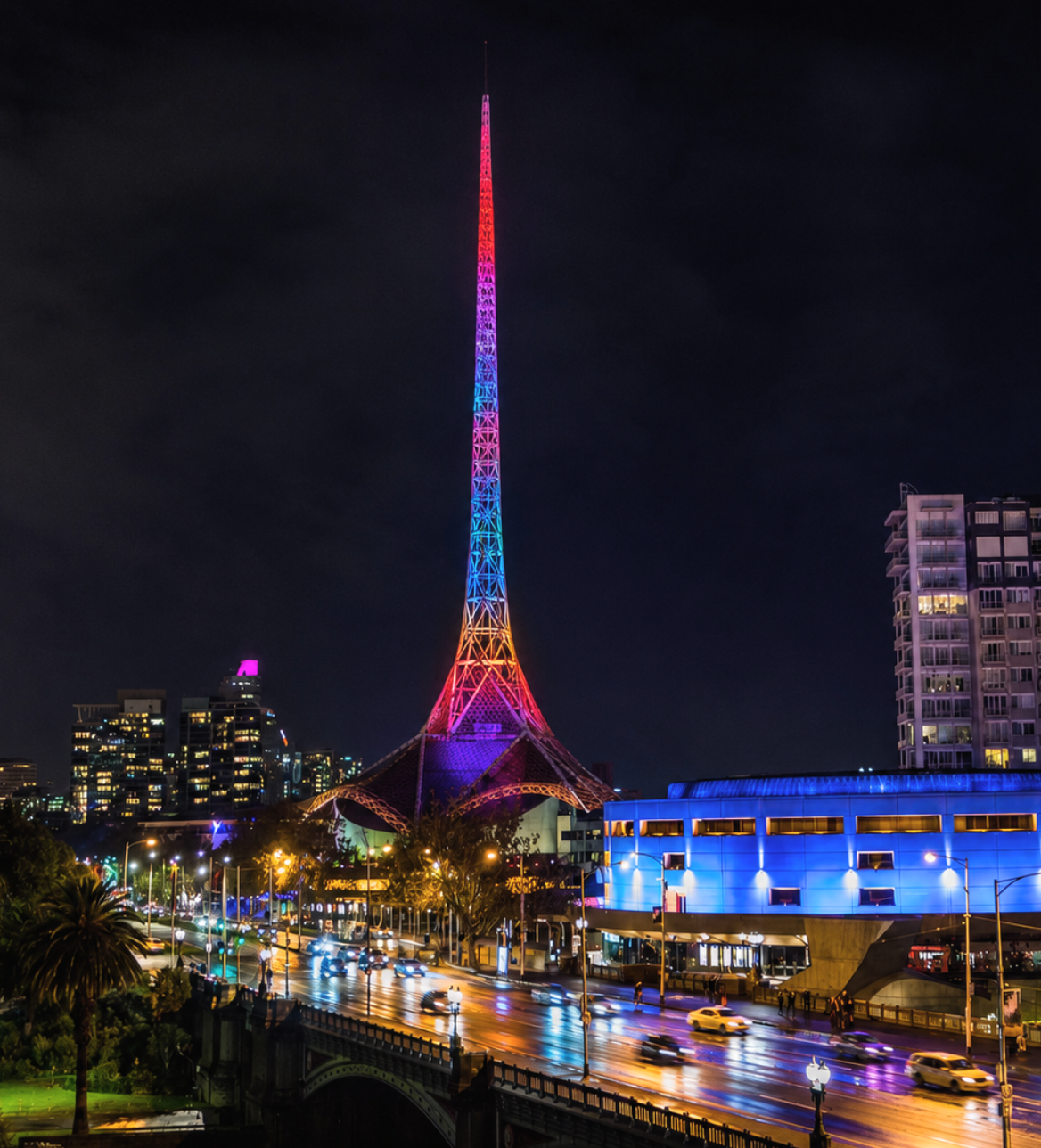External activities are organised for residents to enjoy outings and have fun together. Picture of the arts precinct in Melbourne.