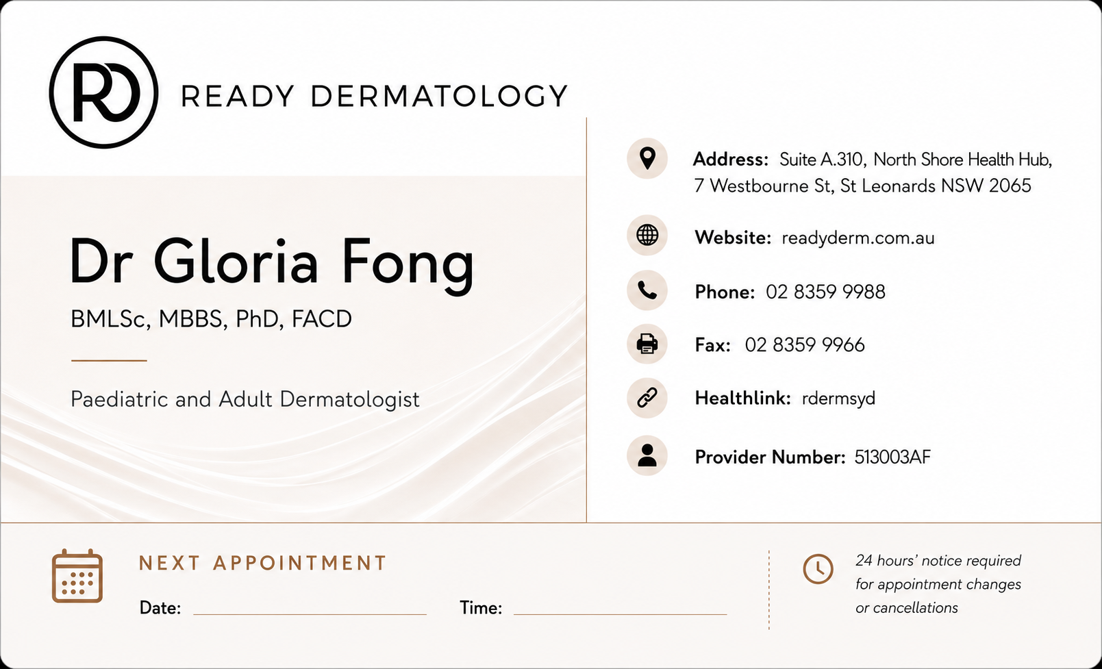 Ready Dermatology Digital Business Card