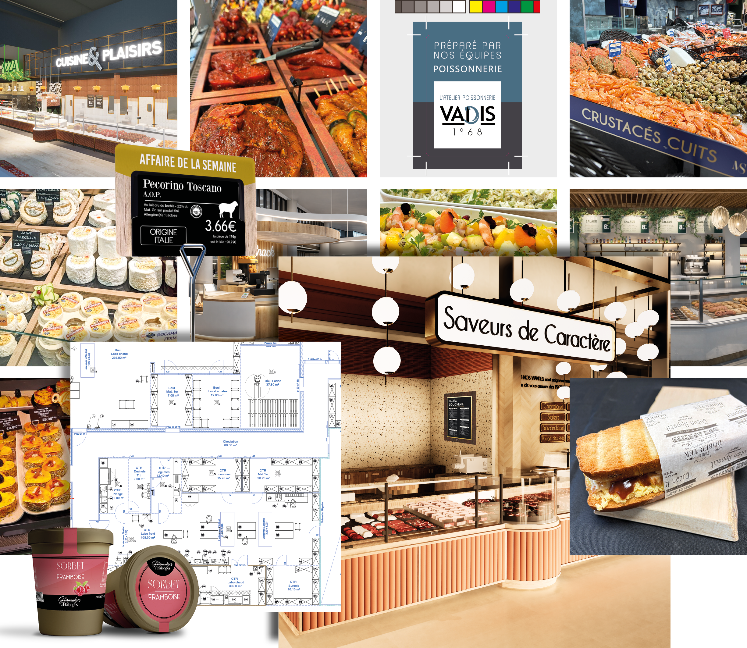Ensemble de photos présentant un échantillon de l'expertise du Groupe BGC Expert Retail 360°