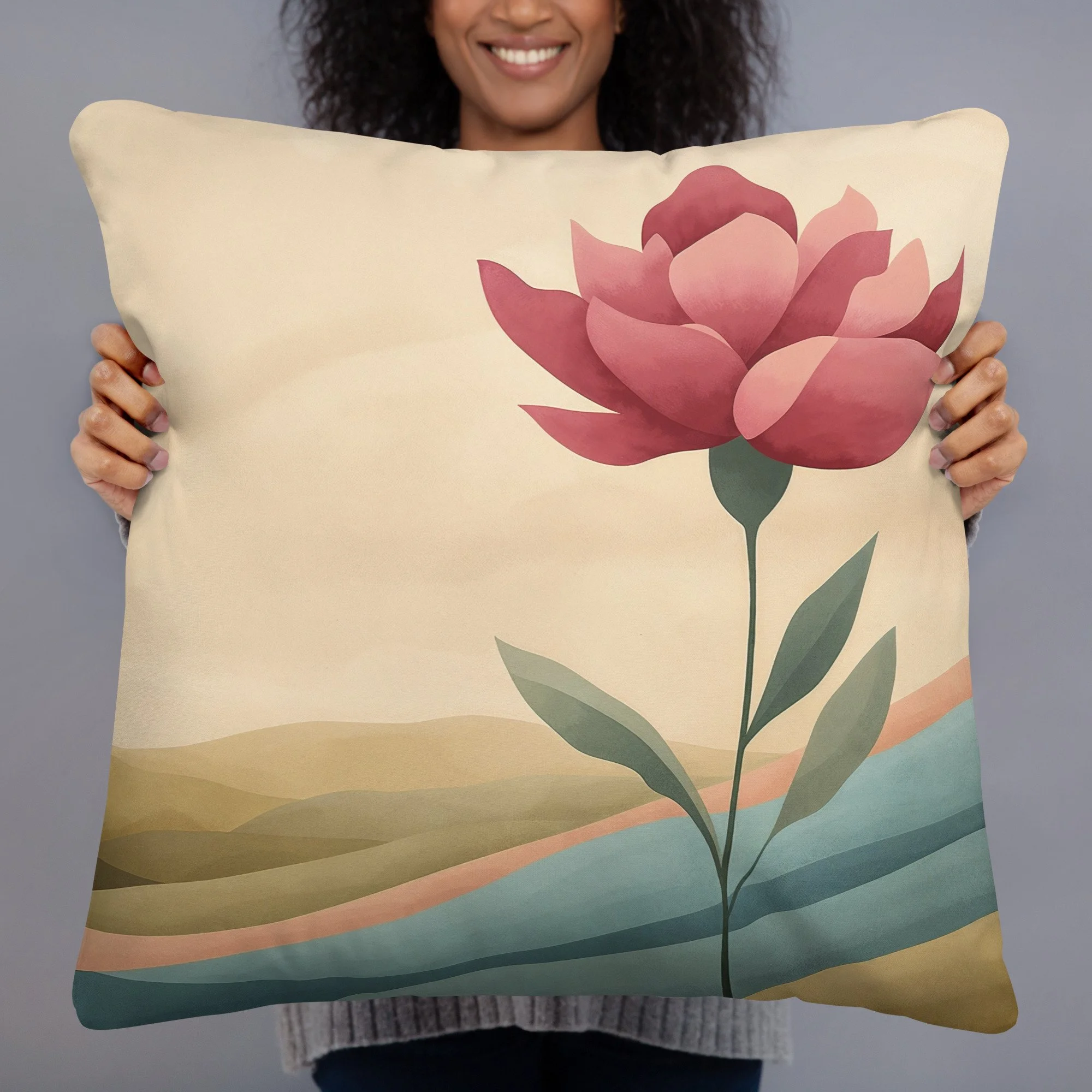 Kissen "Single Red Flower" by Angie Parker