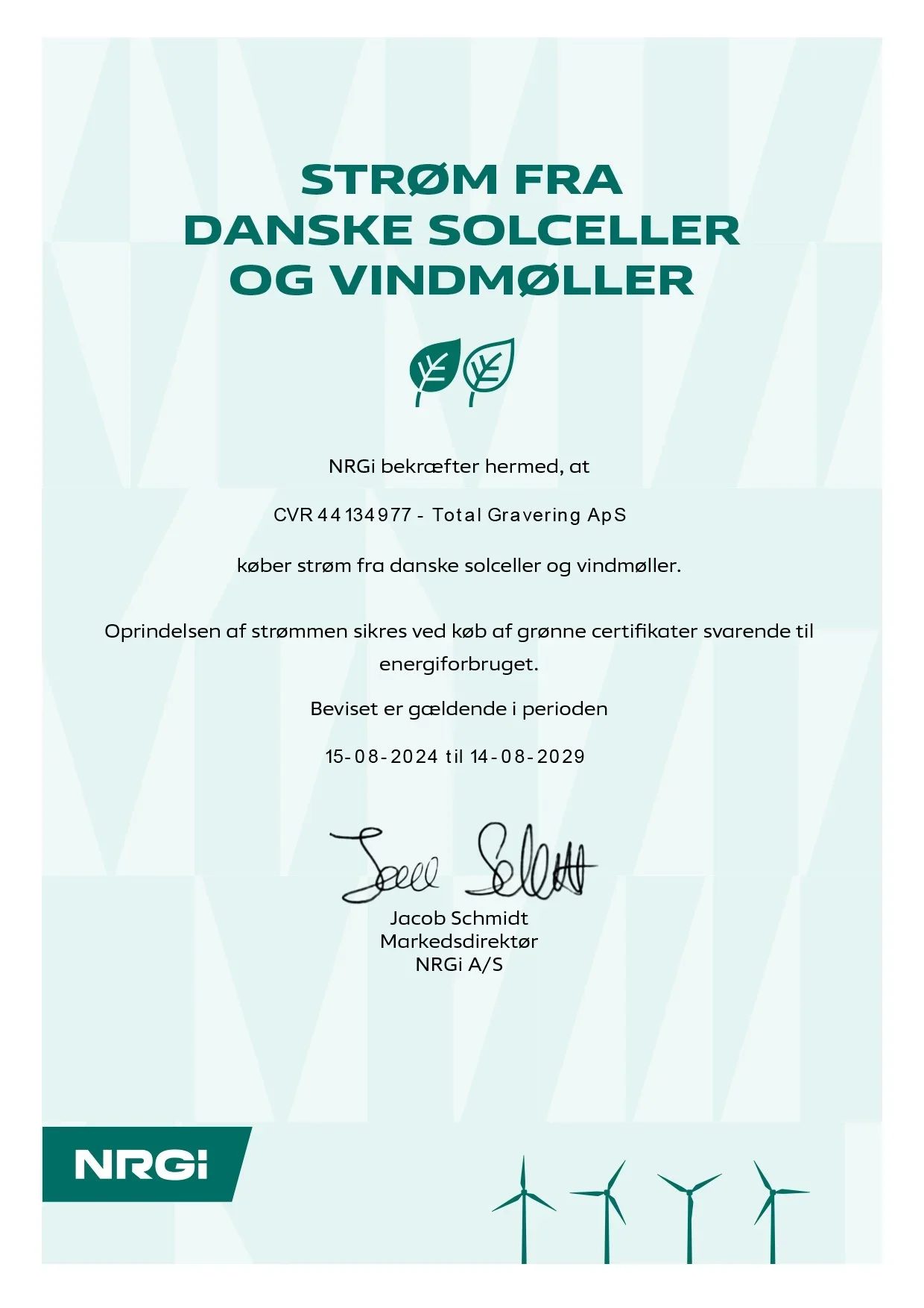 Klimabevis for strøm fra dansk sol- og vindenergi