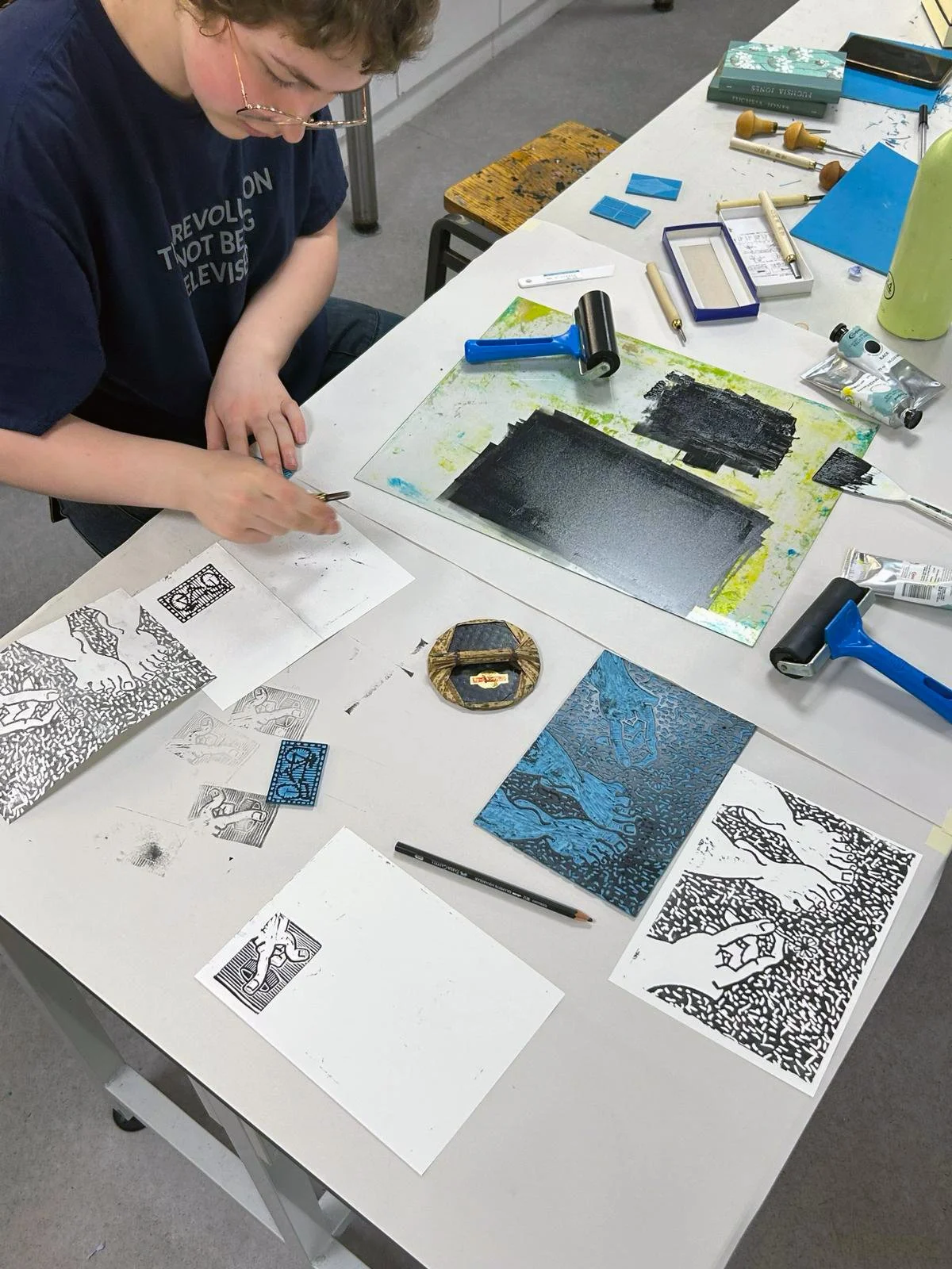 Lino Cut with an Albion Press
