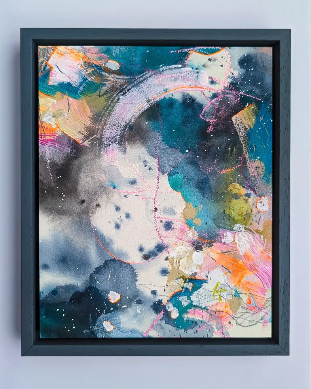 𝐖𝐞𝐥𝐜𝐨𝐦𝐞 𝐇𝐨𝐦𝐞, 𝐒𝐩𝐚𝐫𝐤𝐥𝐞 𝐂𝐡𝐨𝐩𝐬

The interesting parts are usually the ones you couldn't have planned.

That's true of this painting.

It's probably true of a lot of things.

&mdash;

Mixed media on Fabriano Artistico paper, mounte