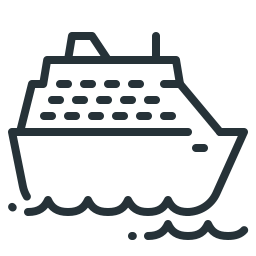 Flaticon.com - Illustrasjon av et cruiseskip på vannet, skip, fartøy passasjer, ferge, hurtigbåt, transport. Dimo