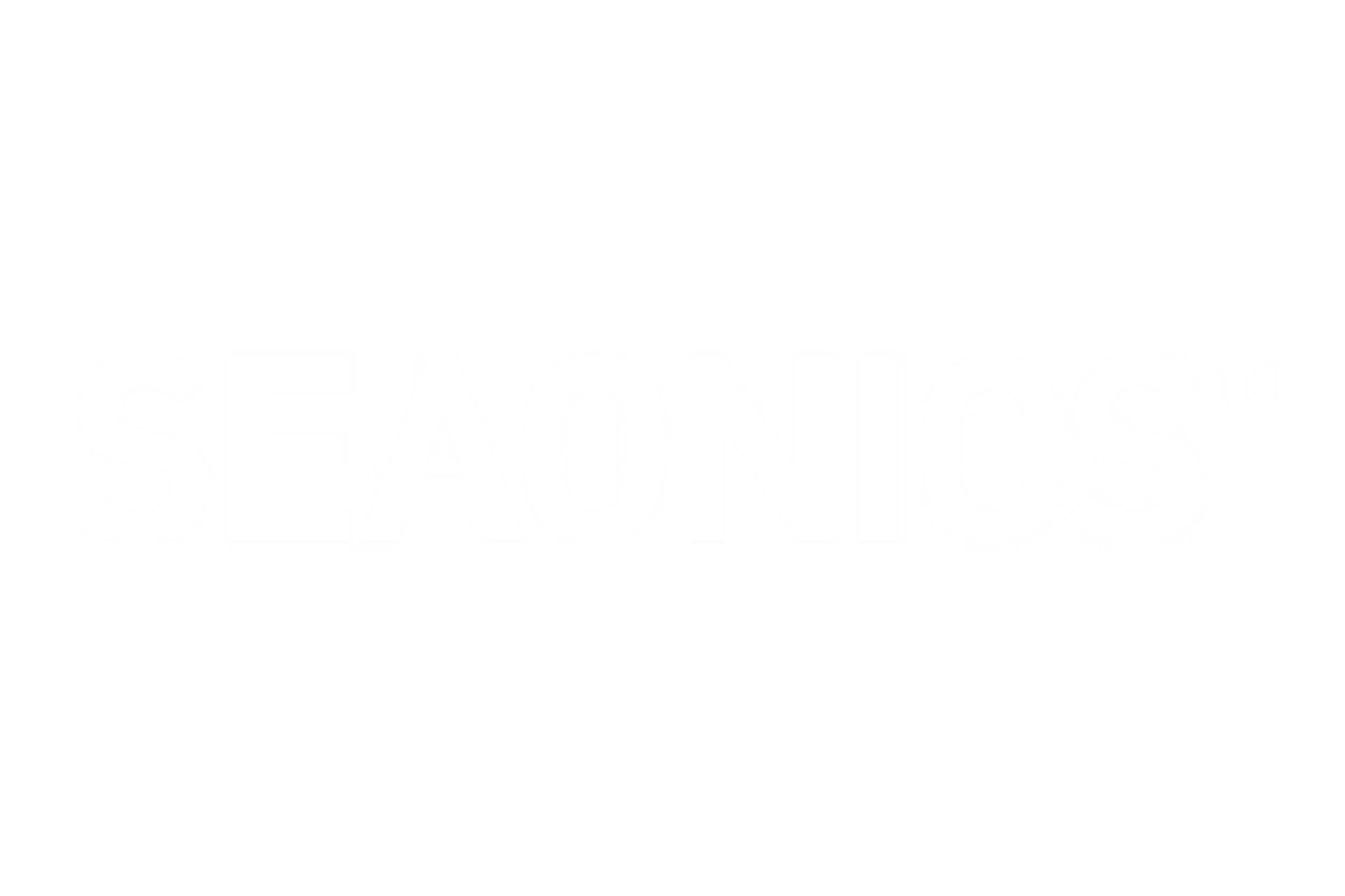 Logo 'Seaonics' i stor, hvit, bred font på svart bakgrunn. 
