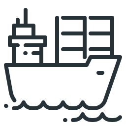 Flaticon.com - Skisse av et skip med containere, lasteskip, cargo ship, fraktskip, transportskip. Dimo
