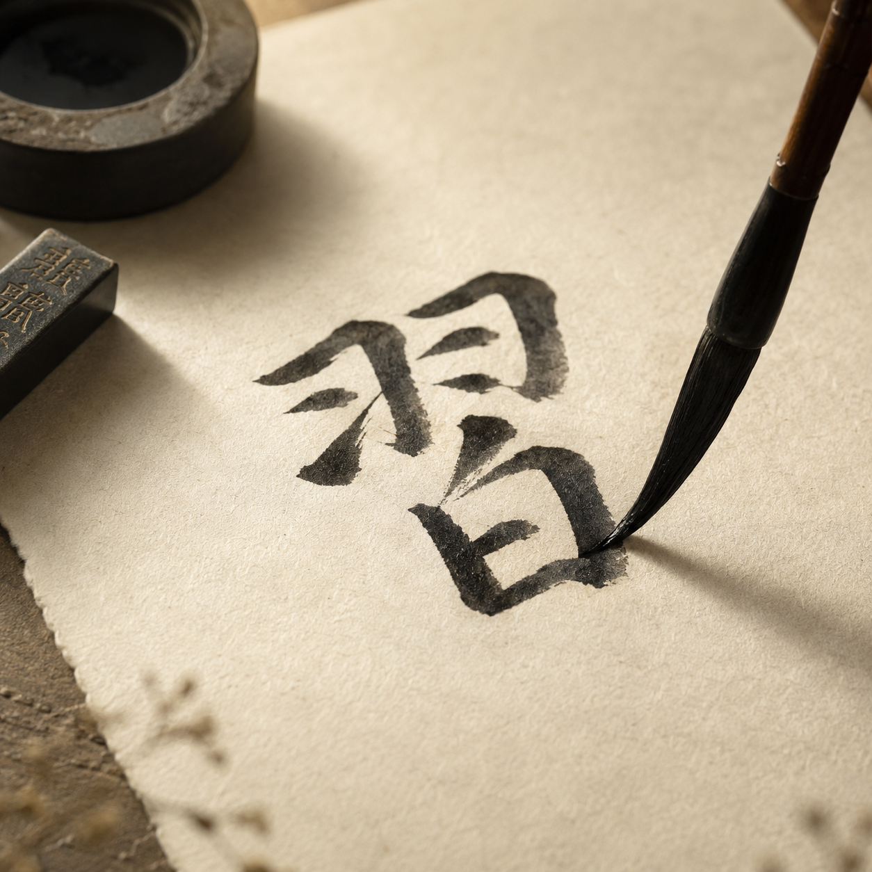 Chinese calligraphy character written with brush and black ink on paper.