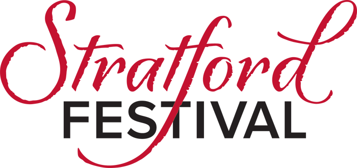 Logo of the Stratford Festival with the word 'Stratford' in cursive red font and 'FESTIVAL' in bold black uppercase letters beneath it.