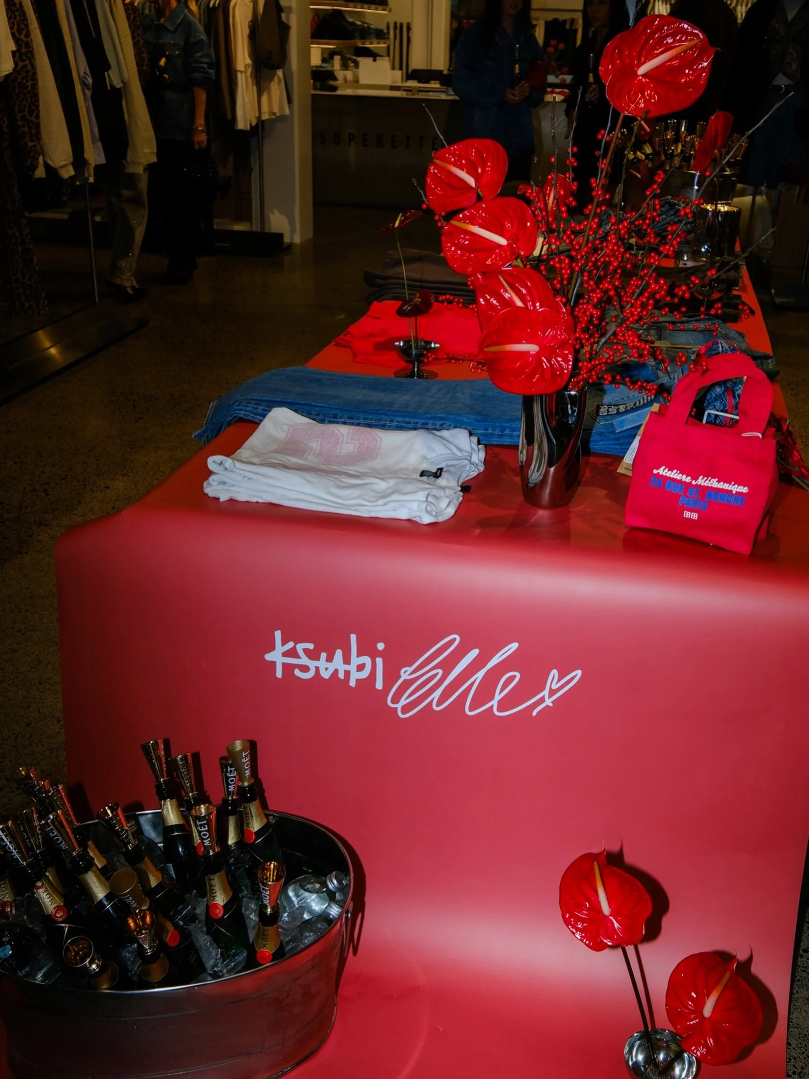 Red blooms for the launch of the new @ksubi x @elle_ferguson collection at @superettestore 💋💋💋