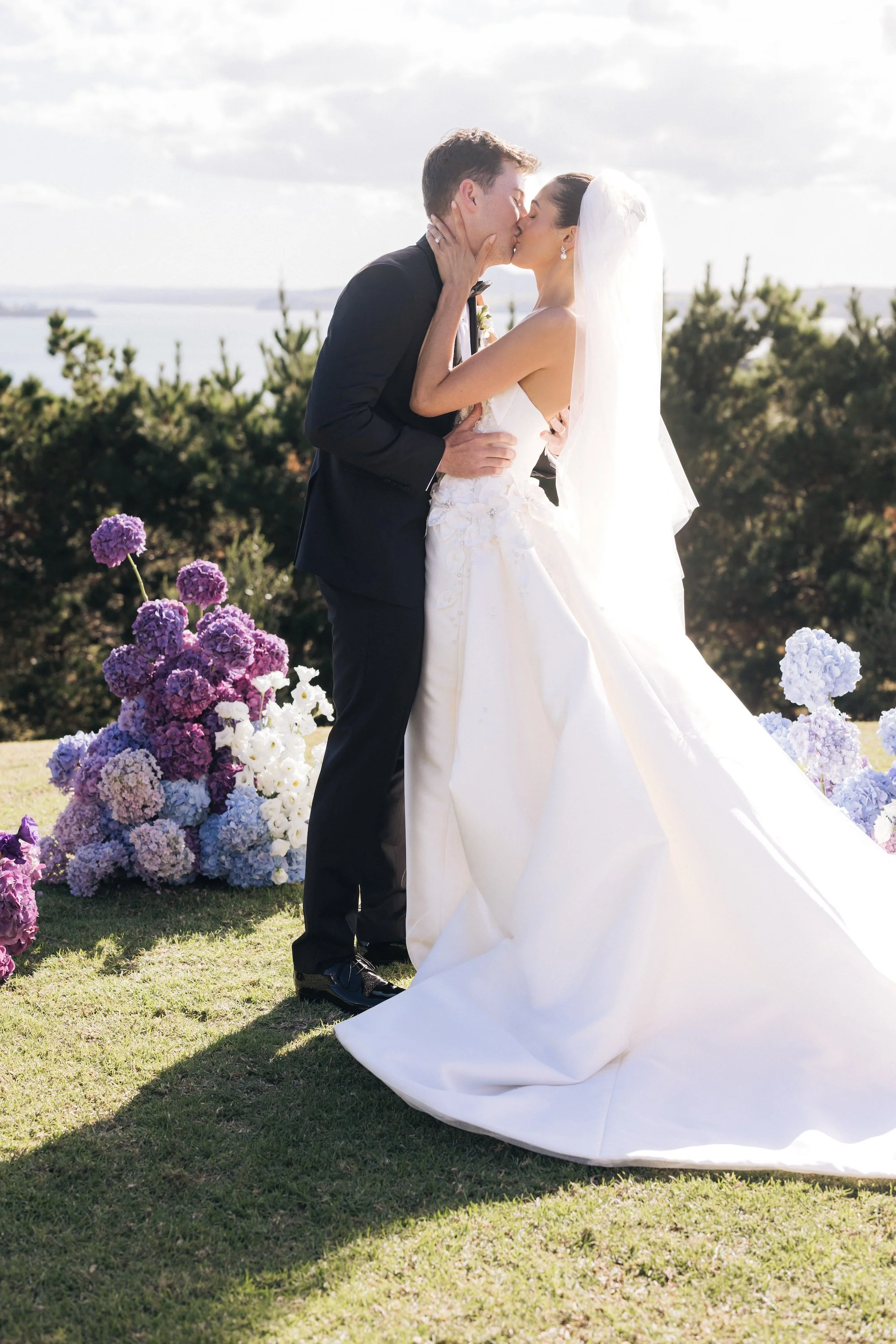 Purple hydrangea ceremony on Waiheke Island