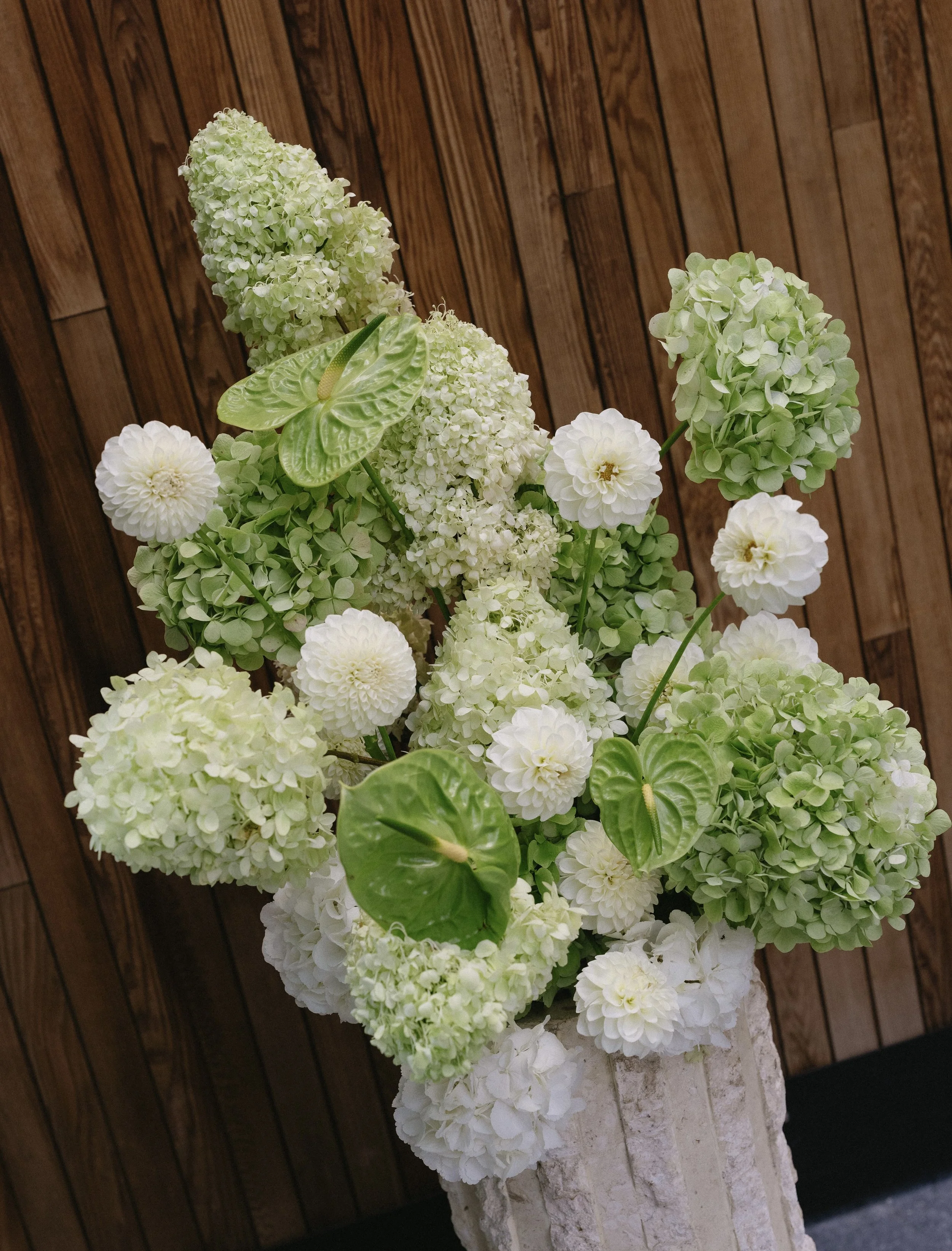 Hydrangea anthurium and amaranthus bouquet