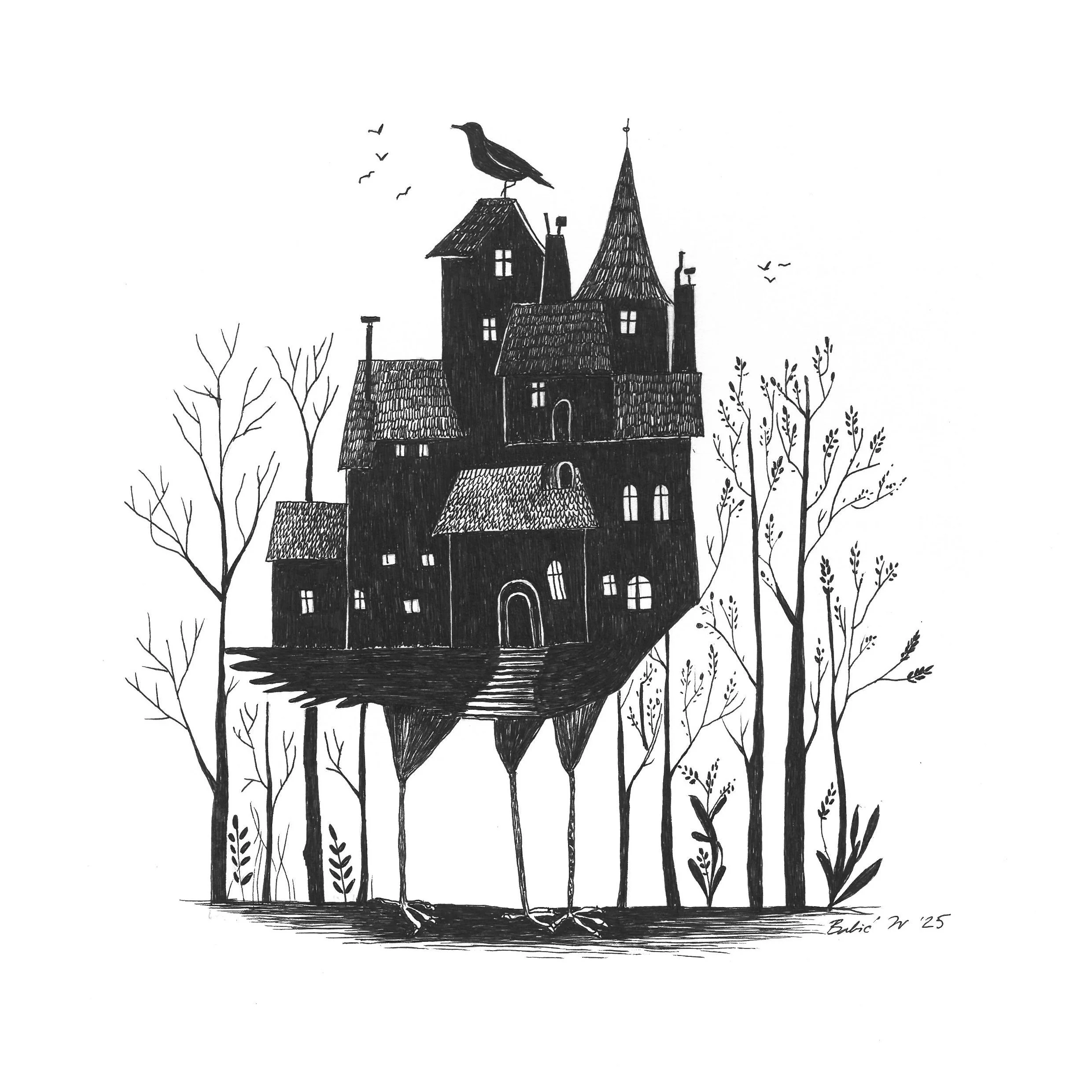 Baba Jaga house II 20 x 30 cm _Ink on paper