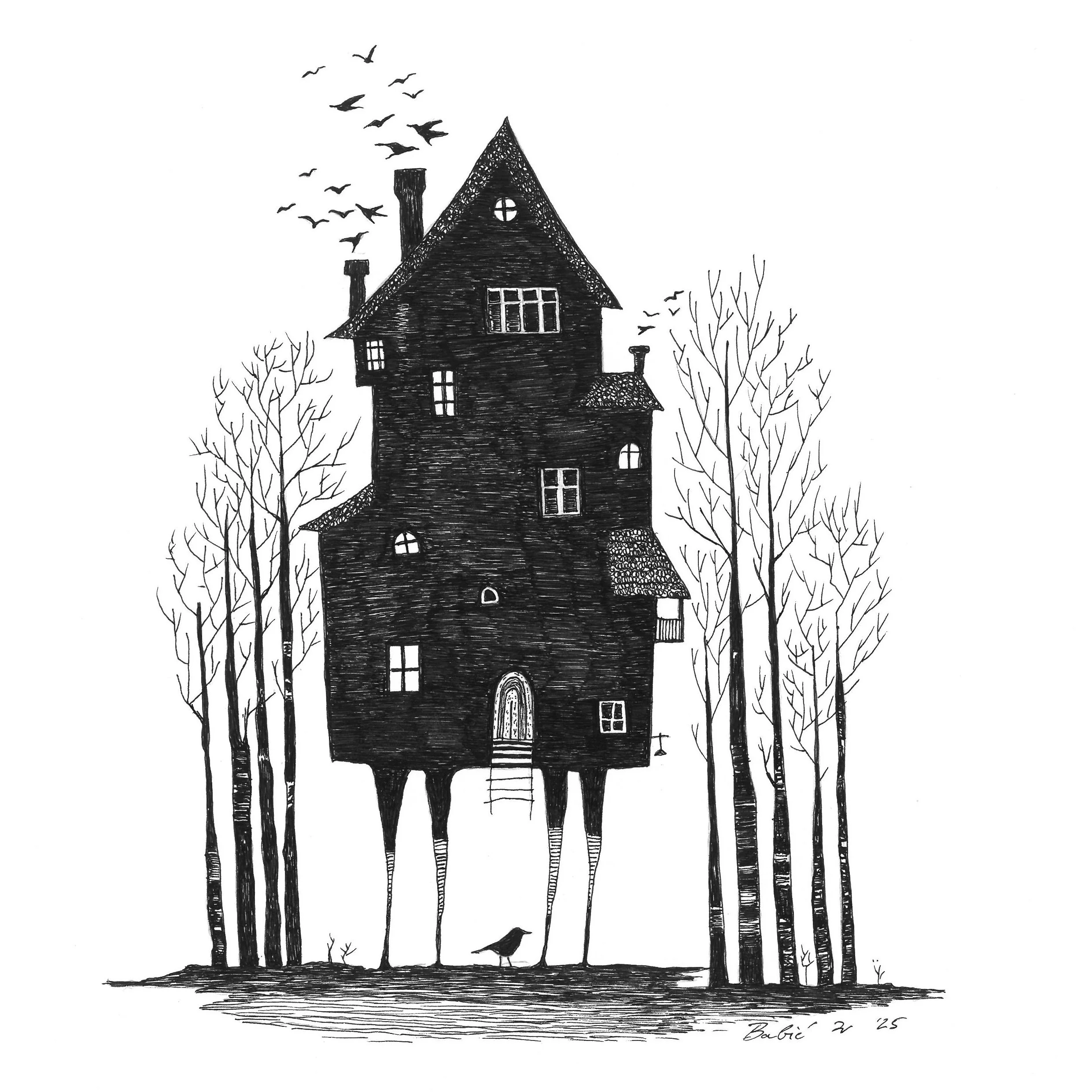 Baba Jaga house I 20 x 30 cm _Ink on paper