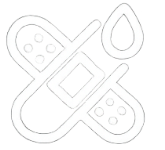 Ein digitales Symbol, das eine Verbandklammer mit einem Tropfen darüber zeigt, möglicherweise medizinisches Symbol.