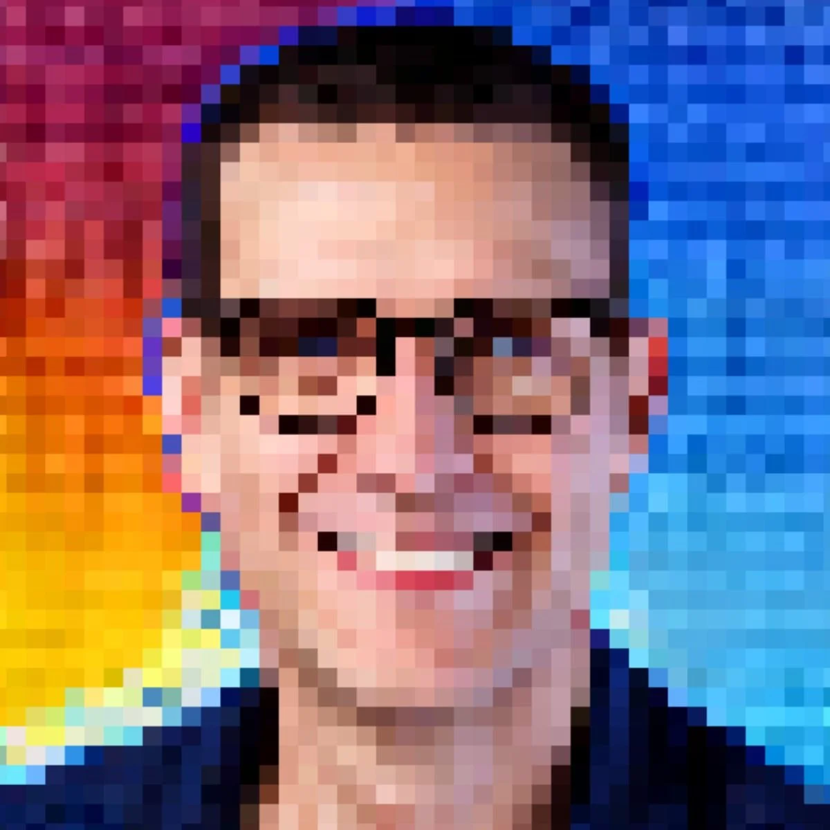 Pixelated image of Chris Perkins to represent Mini ChrisP his AI coaching clone.
