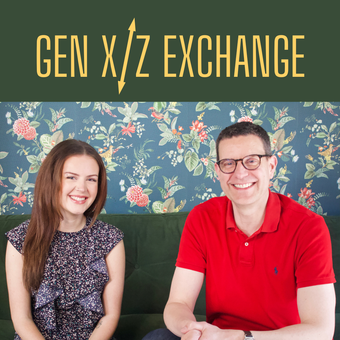 Cover art of Chris Perkins and Lily Perkins as the hosts of the podcast "The Gen X / Z Exchange".