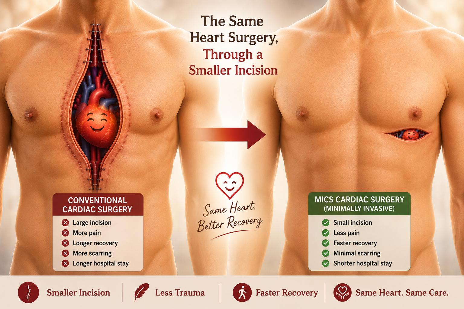 Minimaly invasive Cardiac surgery, MICS, keyhole heart surgery, minimaly invasive coronary surgery