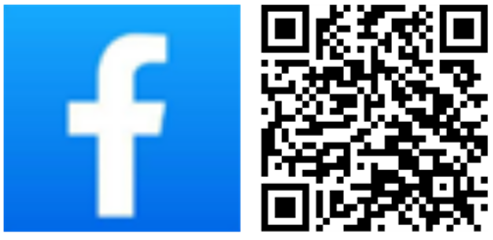 Logo di Facebook con un codice QR accanto.