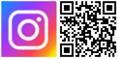 Logo di Instagram a sinistra, codice QR a destra.