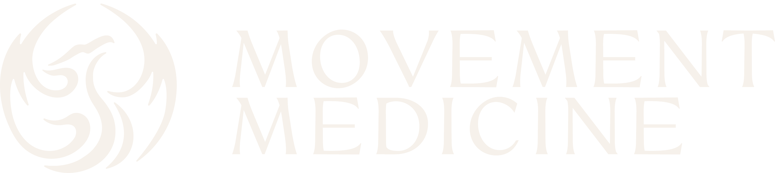 Das Logo von Movement Medicine, bestehend aus einem stilisierten menschlichen Körper in einem kreisförmigen Design, daneben der Text "Movement Medicine".