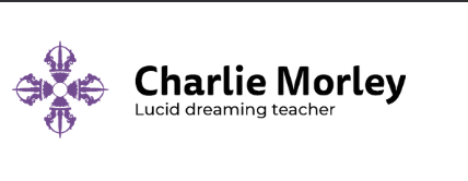 Logo mit Kreuzsymbol und Text "Charlie Morley Lucid dreaming teacher"