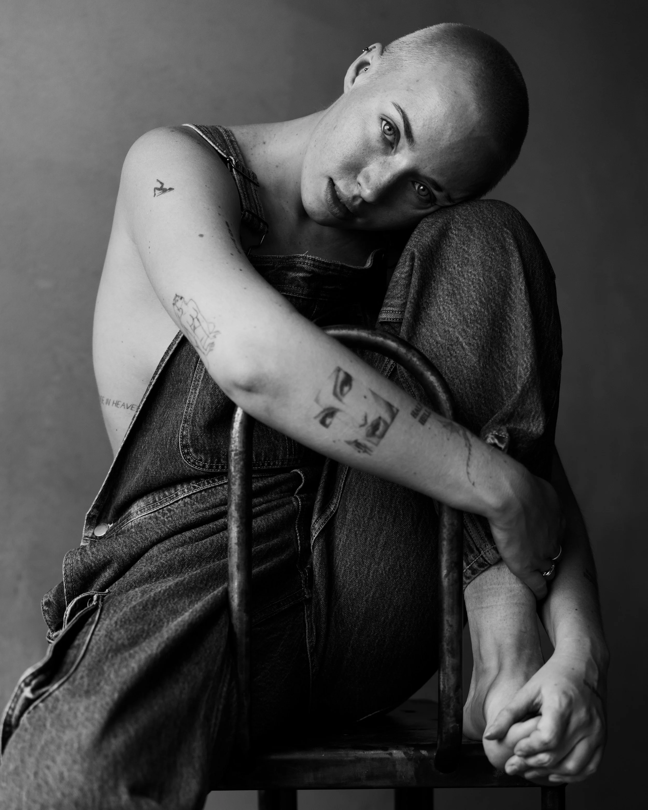 Black and white portrait of Kyia-Bobby taken by Chris Mann