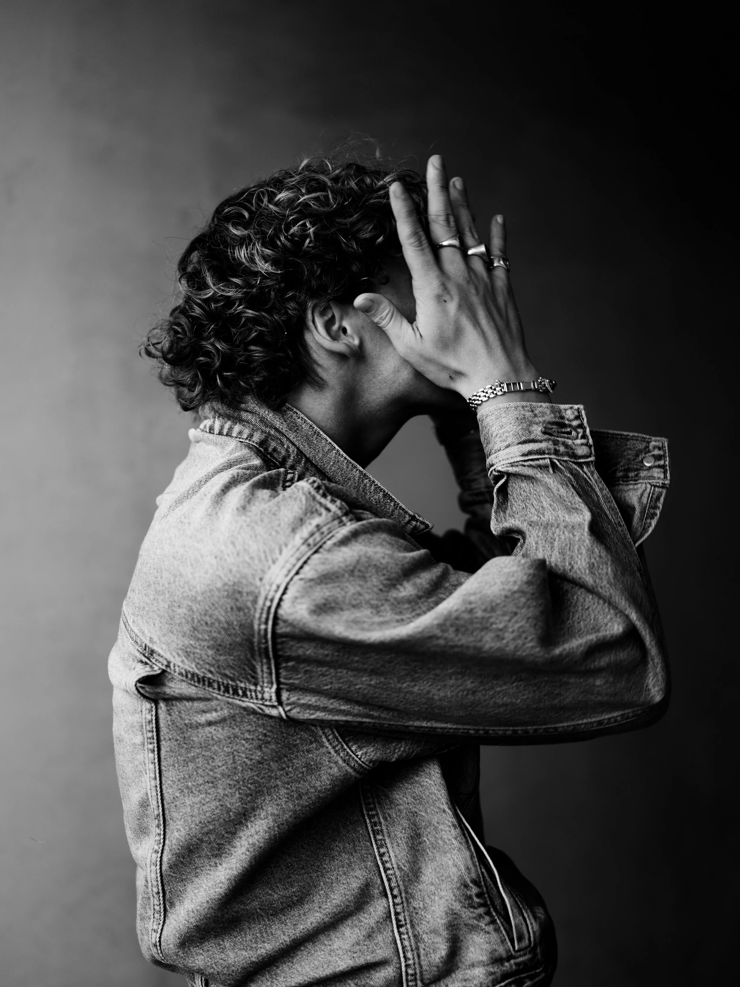 Fashion black and white portrait of Charlie Tatman by Chris Mann