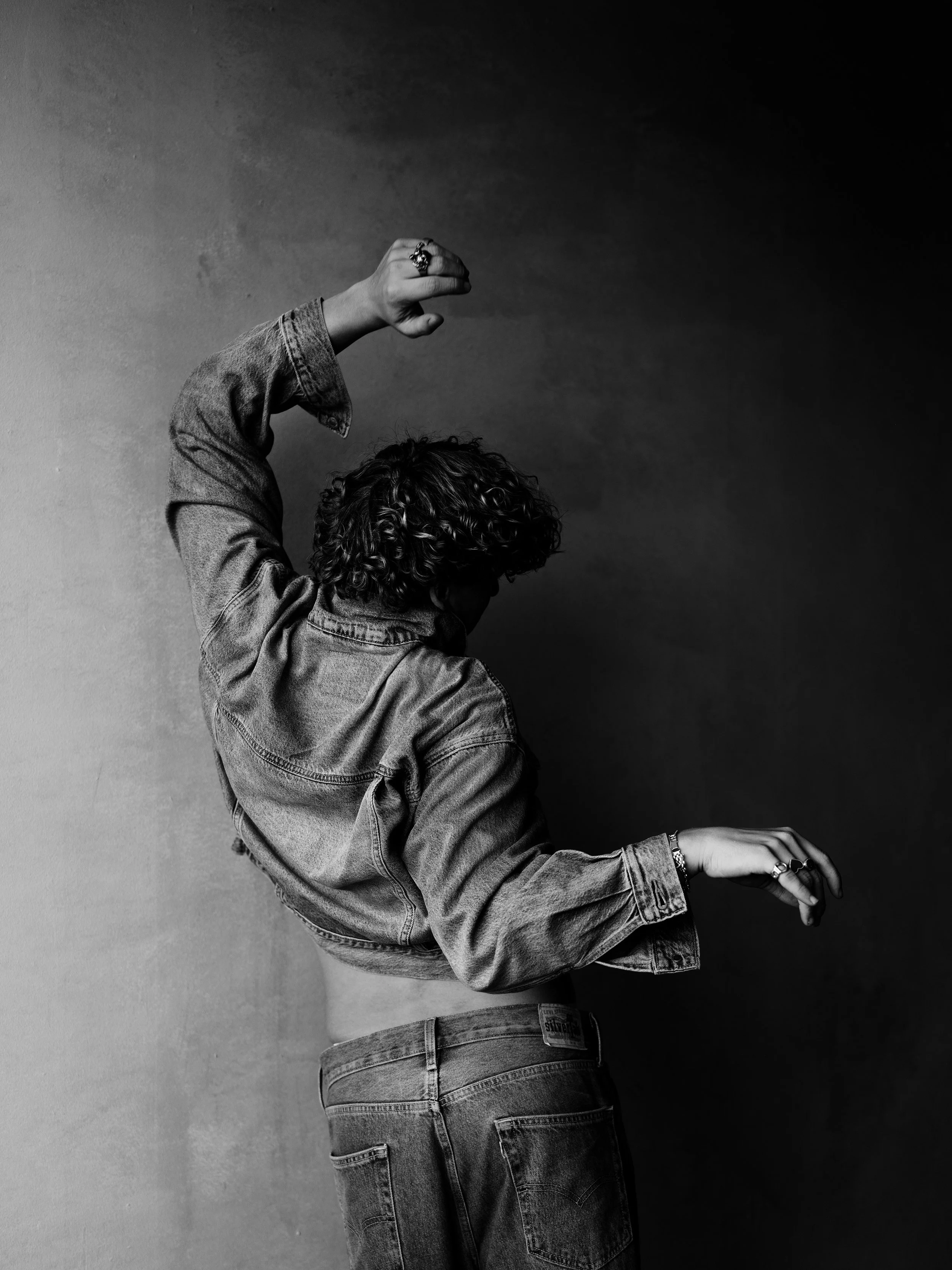 Black and white portrait of dancer Charlie Tatman by Chris Mann
