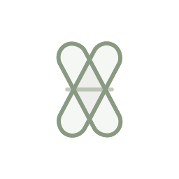 Eine stilisierte grüne Schmetterlingsform auf schwarzem Hintergrund.