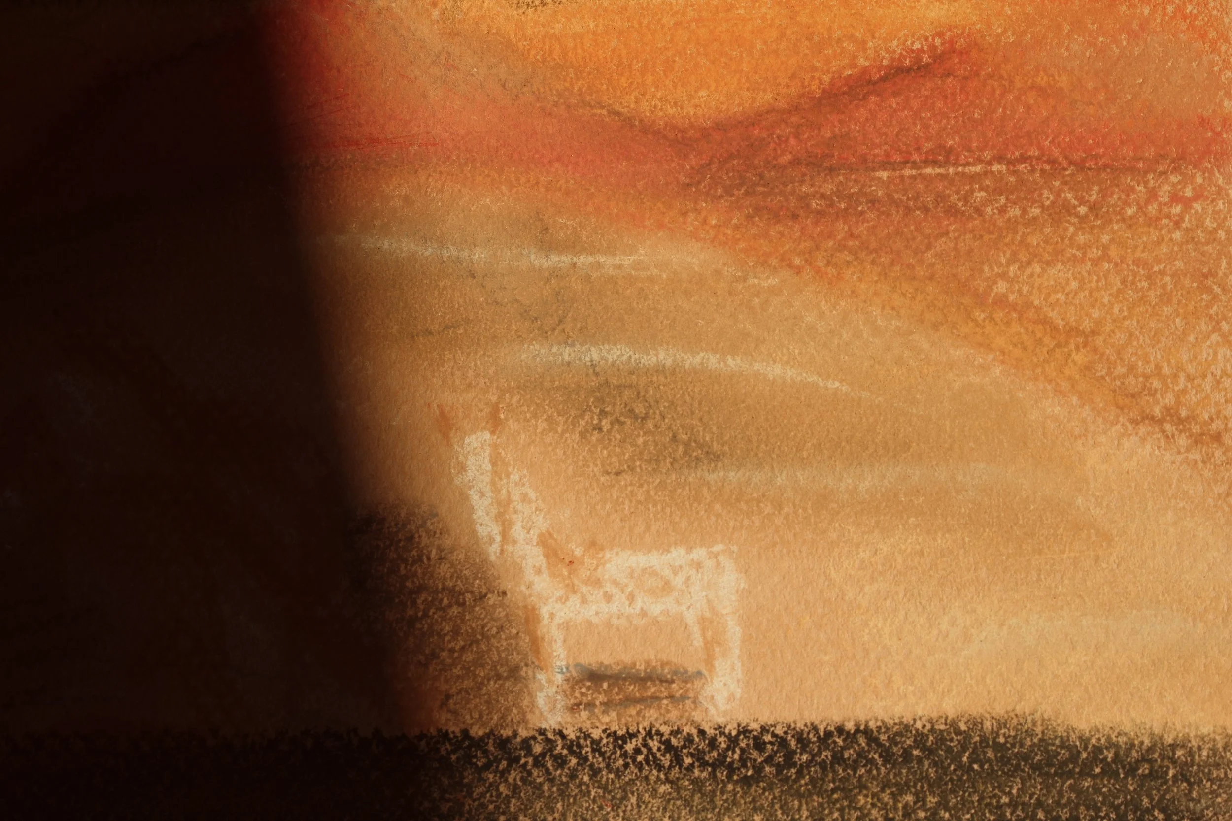 Close-up of a person's lips and chin with a gradient background of warm orange and brown tones.