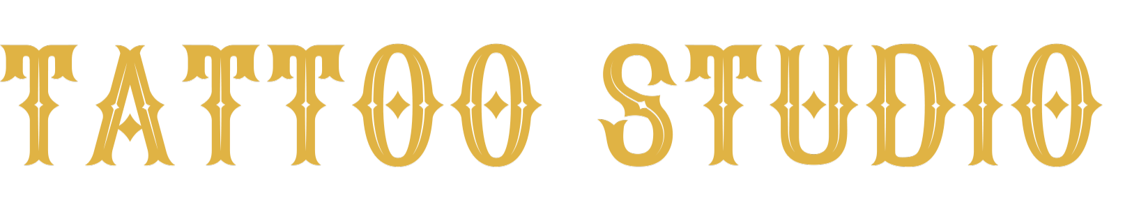 Text that reads 'Tattooo Studio' in ornate, gold lettering.