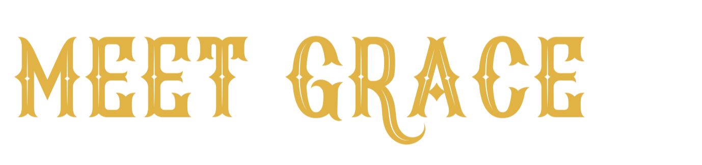 The words 'Meet Grace' written in a stylised, golden font on a black background.