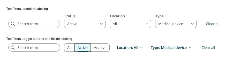 Showcase image about the label positioning in top of inside the components