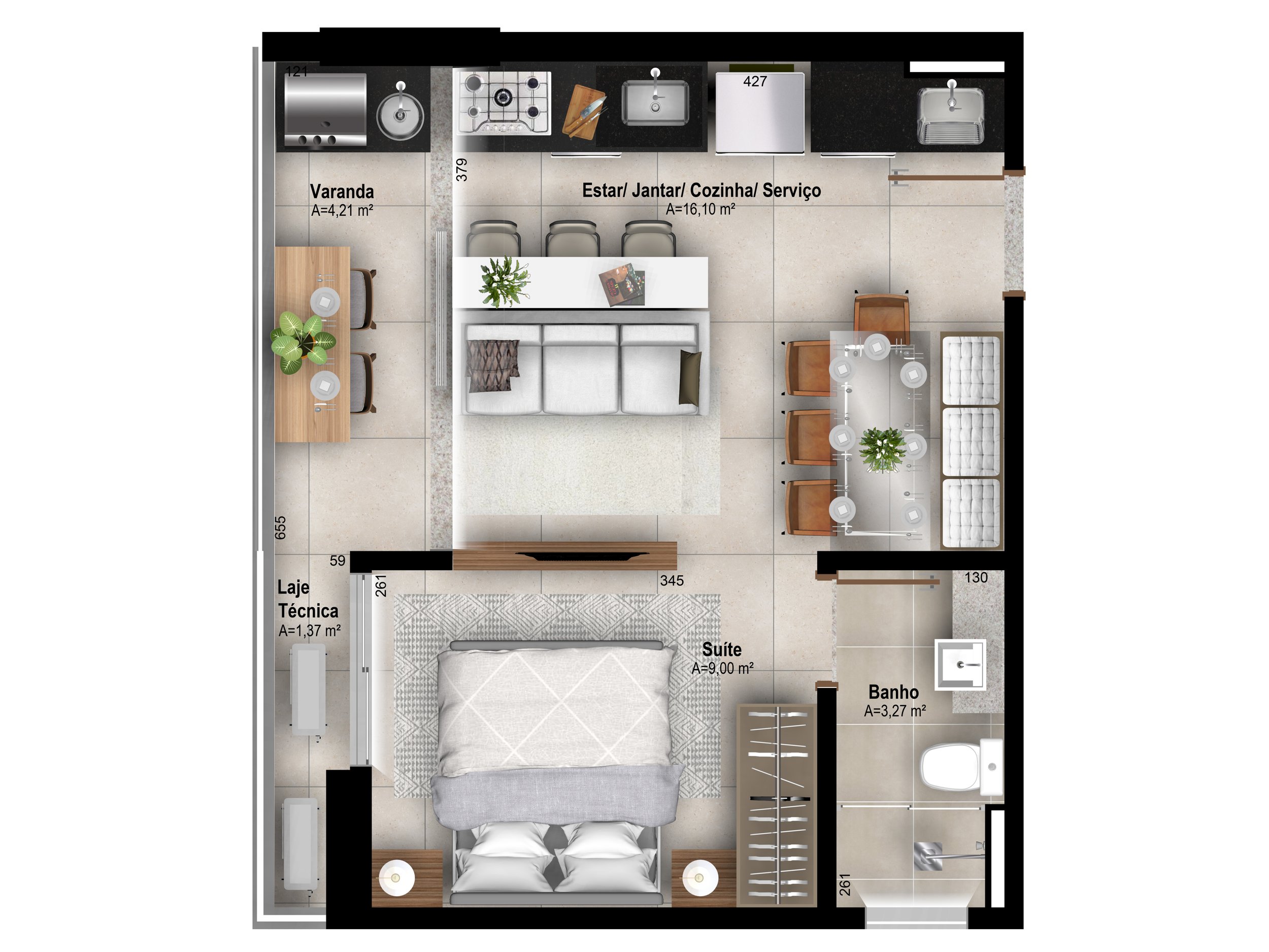 Torre Lago - aptos final 2 e 3-40,68m2