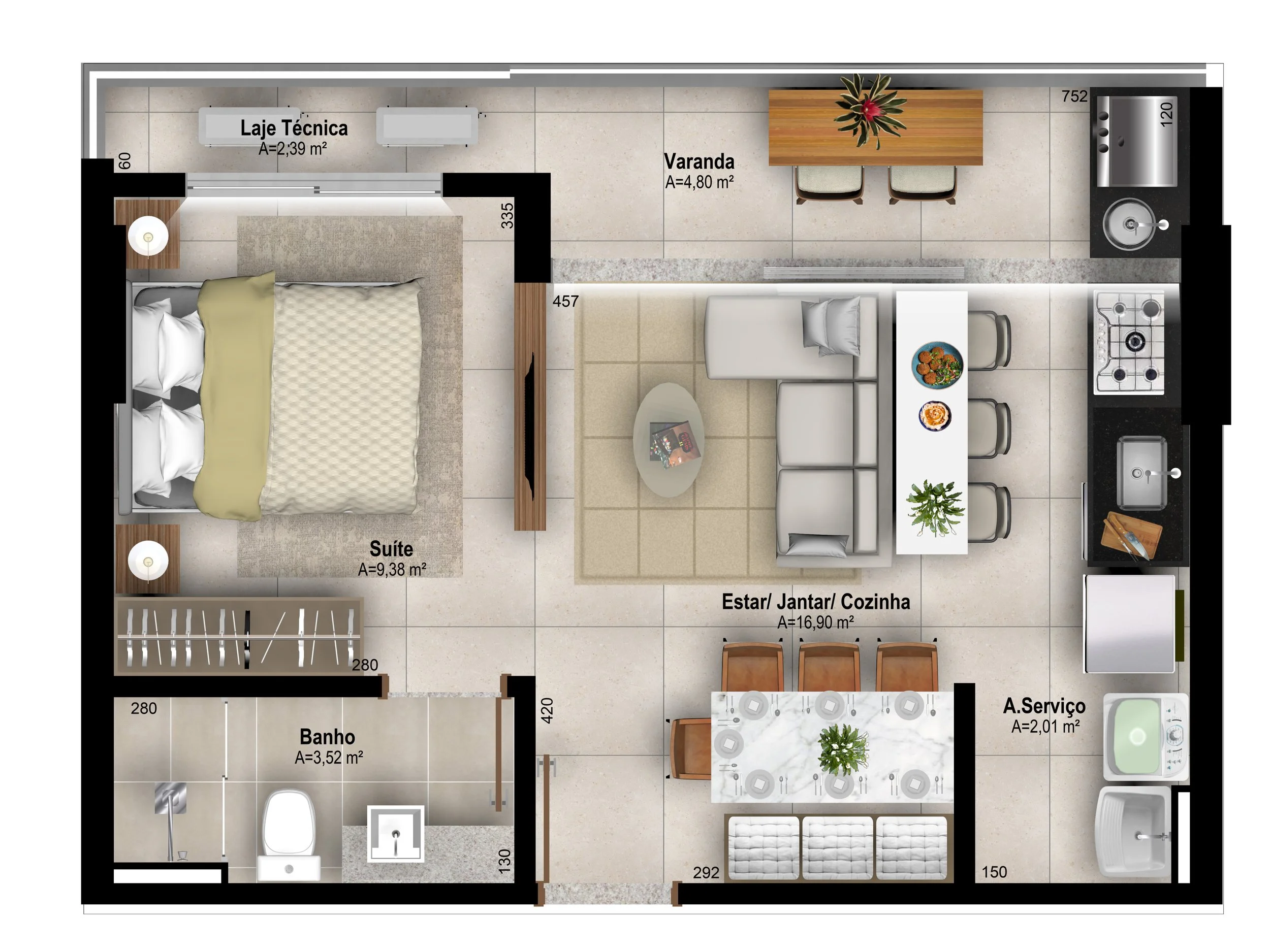 Torre Lago - aptos final 4 e 5-45,85m2