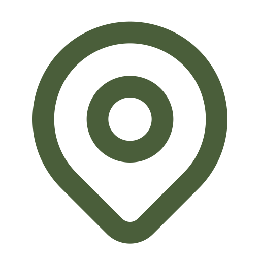 A location marker icon with concentric circles in the center, displayed in dark green.