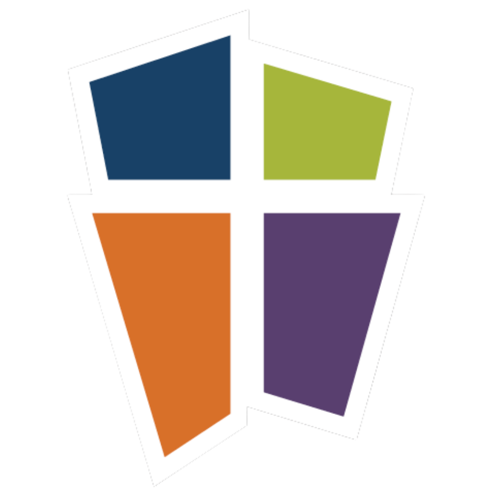 The Fairmount church logo with four quadrants, each in a different color: dark blue, green, orange, and purple. The quadrants are arranged in a stylized shield or crest shape with a white border.
