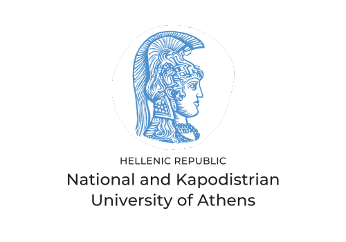 Logo with a profile of a Greek warrior wearing a helmet, text reading 'Hellenic Republic, National and Kapodistrian University of Athens'