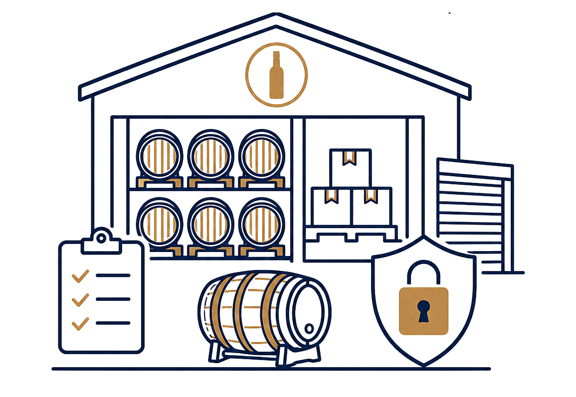 Auld Bond Bottlers cask storage in Perth Scotland