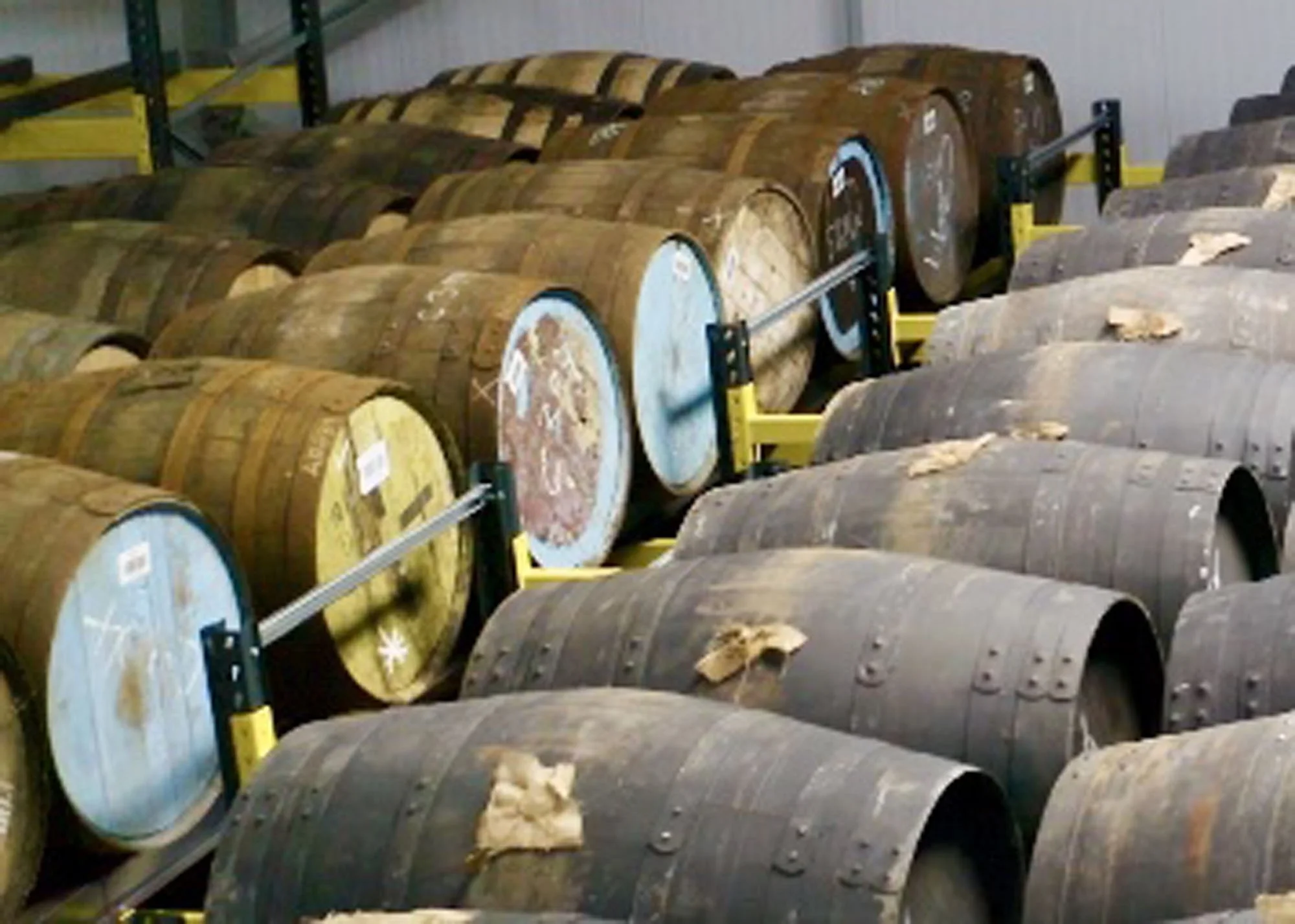 Whisky casks in the Auld Bond warehouse