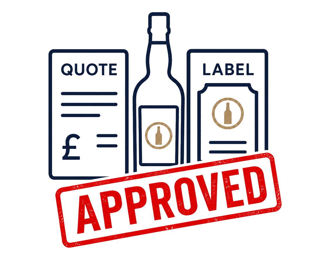 Several bottles of single malt Scotch whisky with labels indicating their origin and characteristics, arranged outdoors with a blue building and sky in the background.