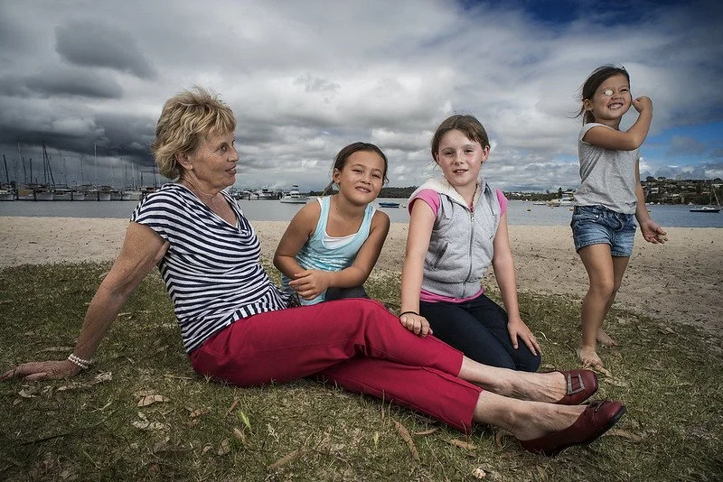 Grandma with her granddaughters, Perth. 