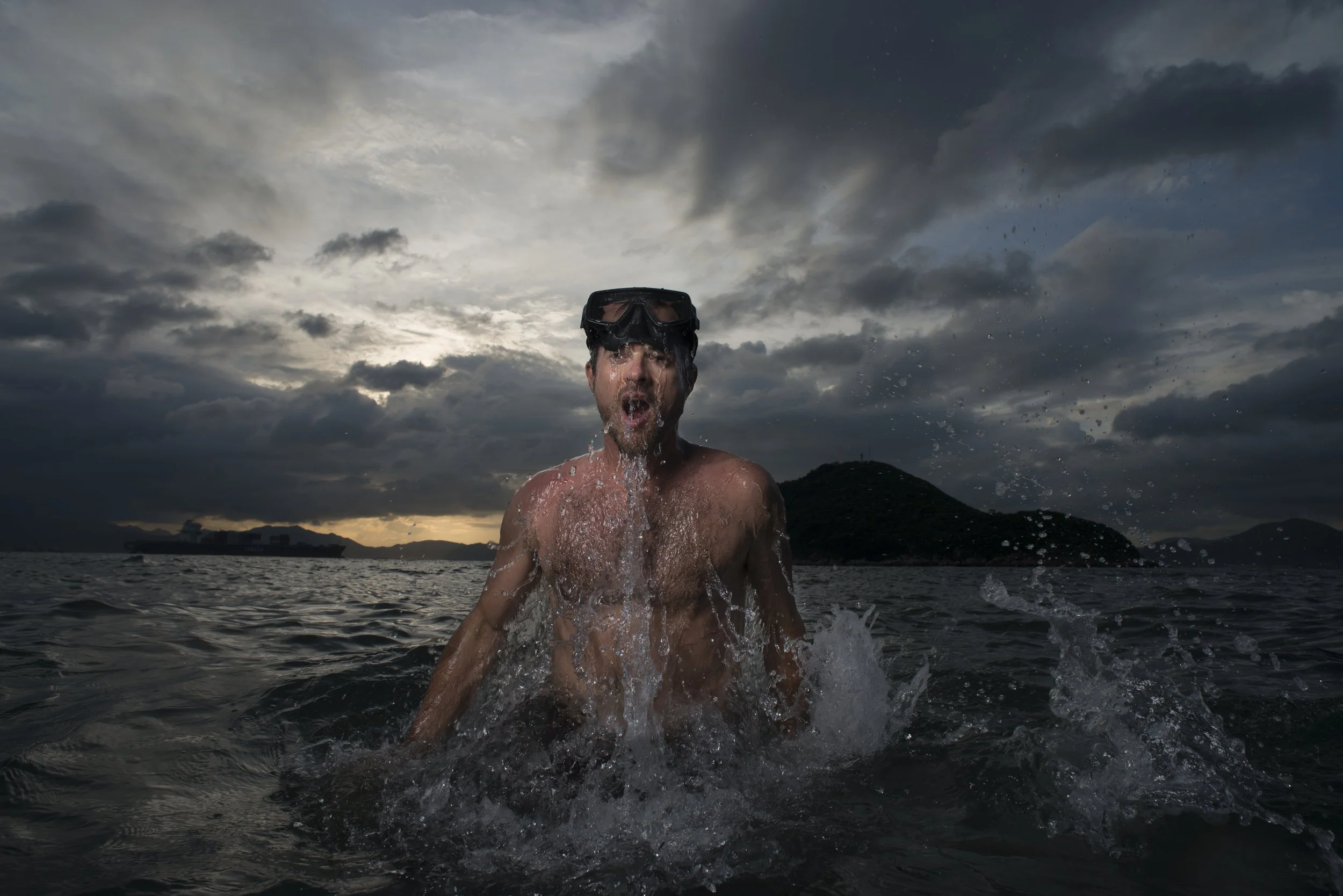 Andy Cornish, independent ecologist, in the waters off Green Island in Pok Fu Lam.