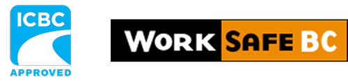 ICBC Approved Work Safe BC logo on black background
