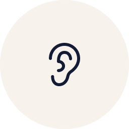Line drawing of an ear on a light beige background