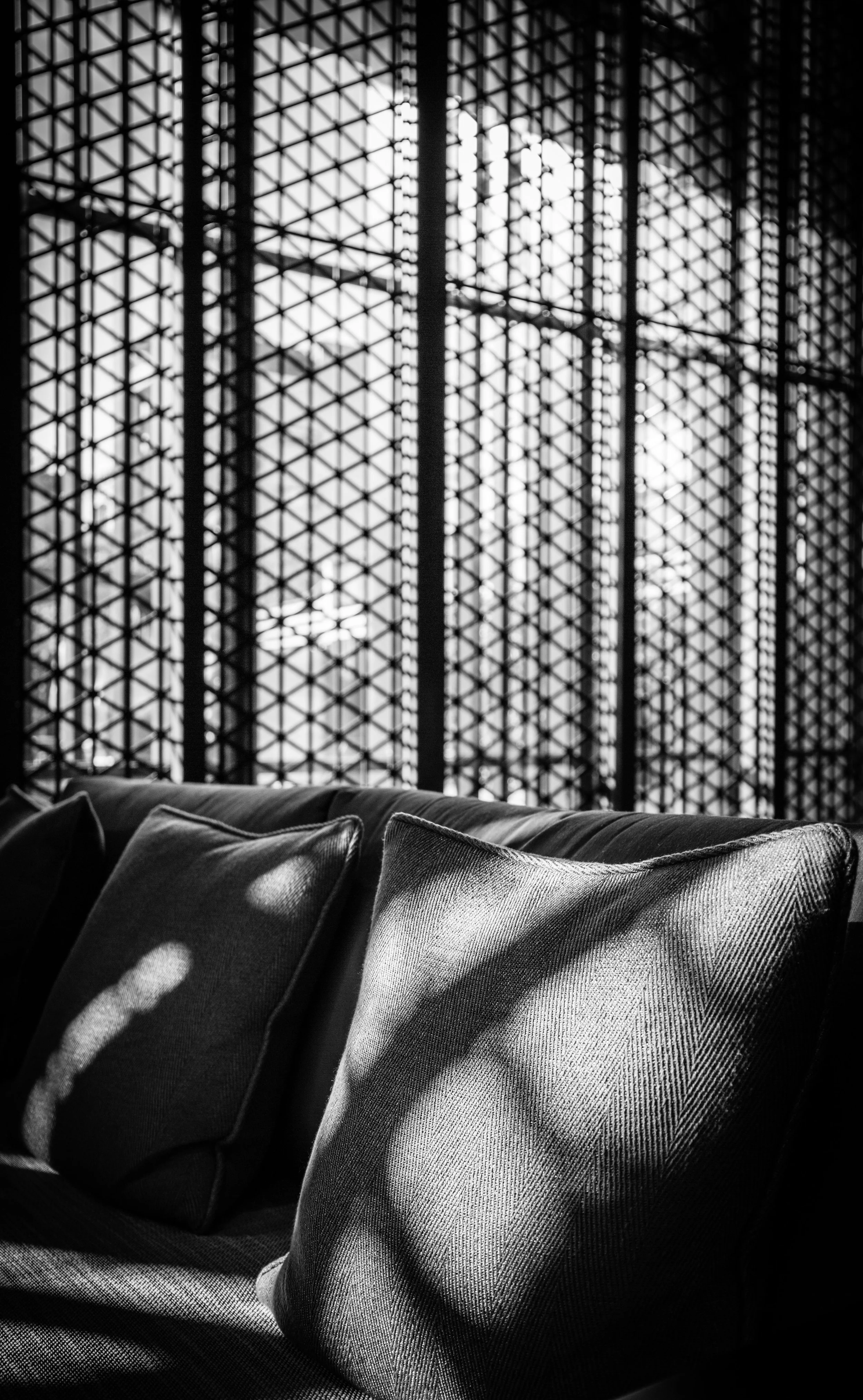 Comfortable therapy couch in a warm, modern Fort Lauderdale counseling office.