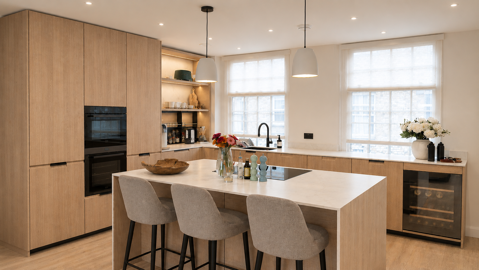 Contemporary duplex apartment refurbishment on the Howard de Walden Estate in Marylebone, including planning permission, Licence to Alter approval and the addition of a rooftop extension.