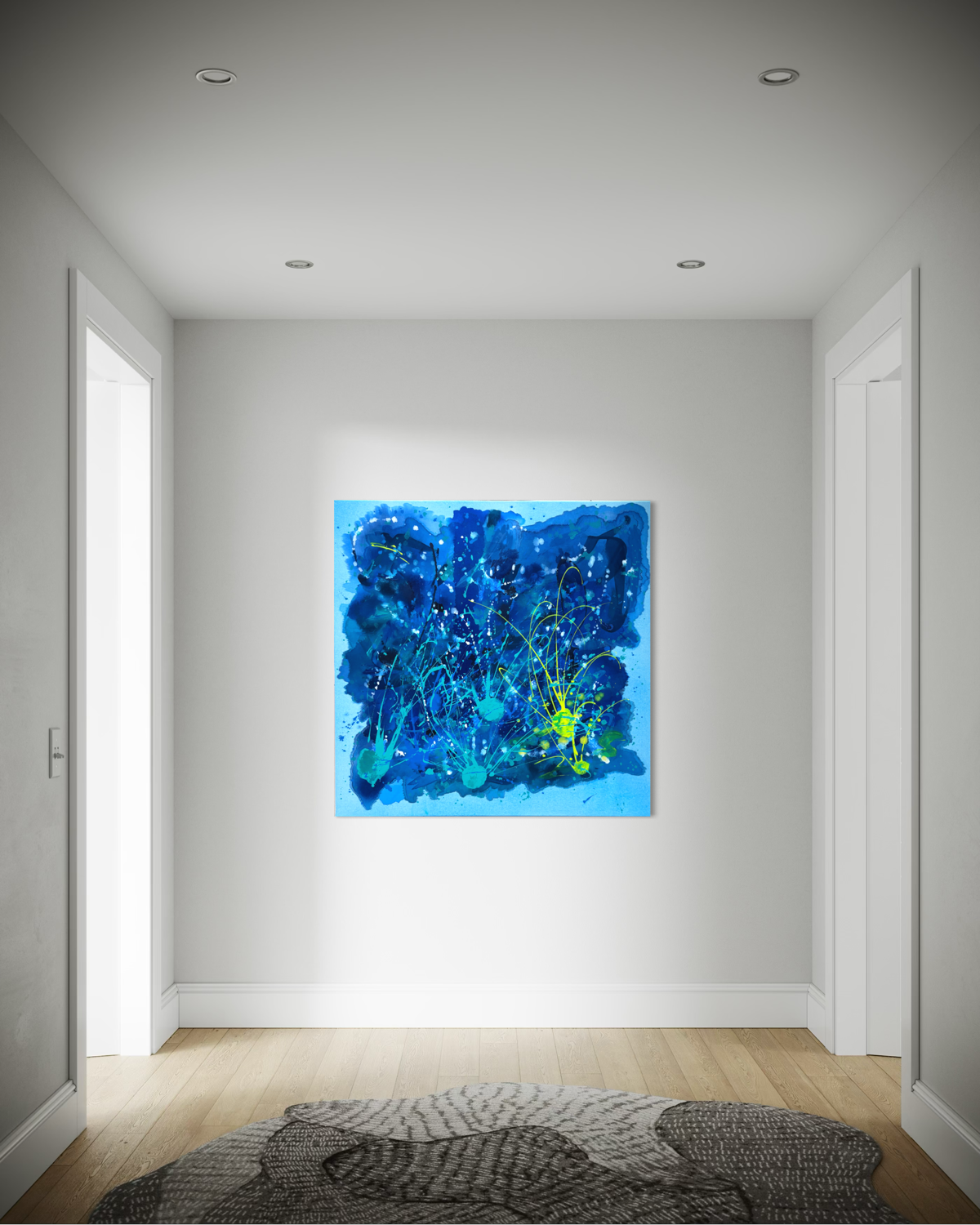 Living Current: An Abstract Painting Inspired by Ocean Movement and Underwater Life