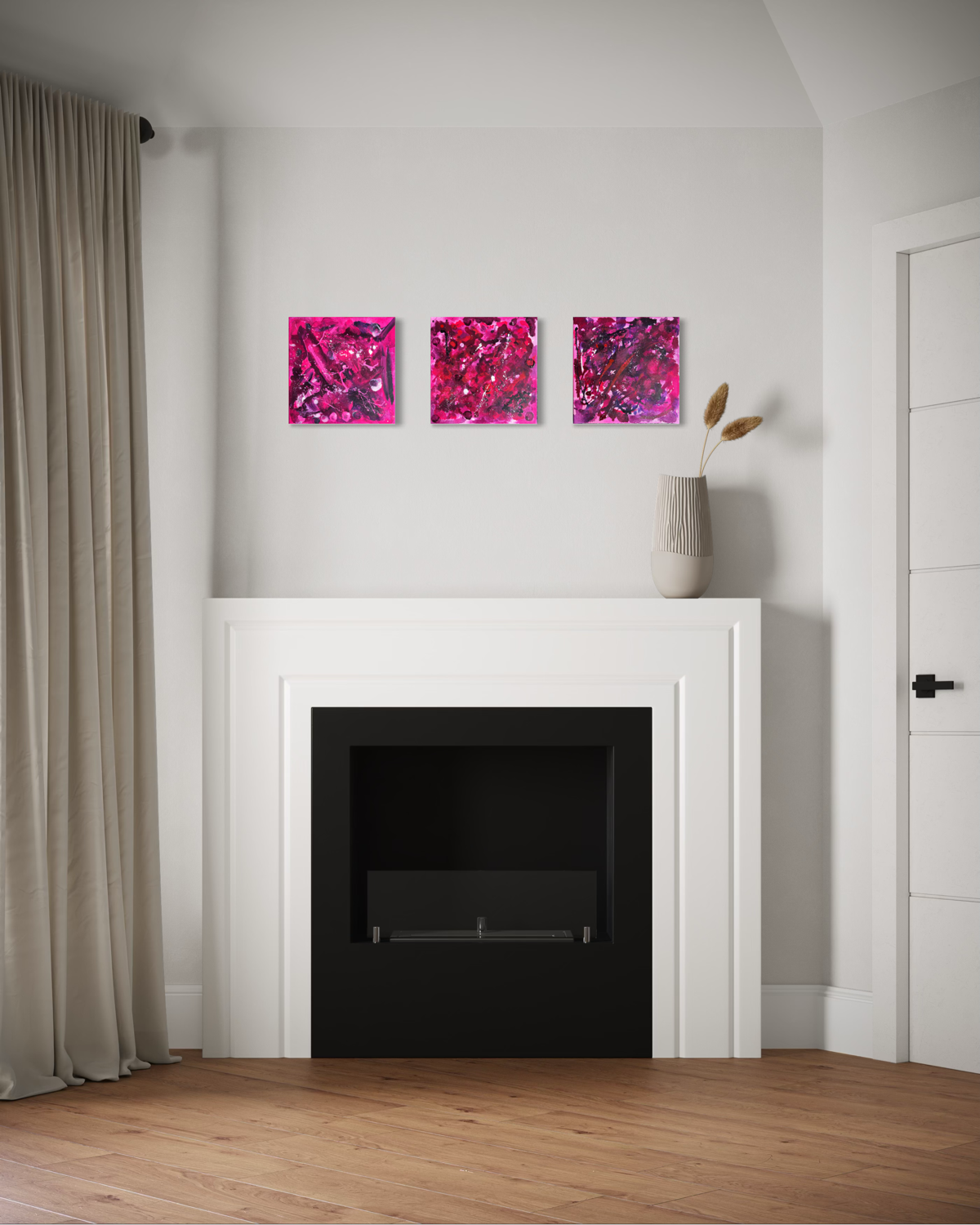 Pink Matter: Three Small Abstract Paintings with Strong Presence