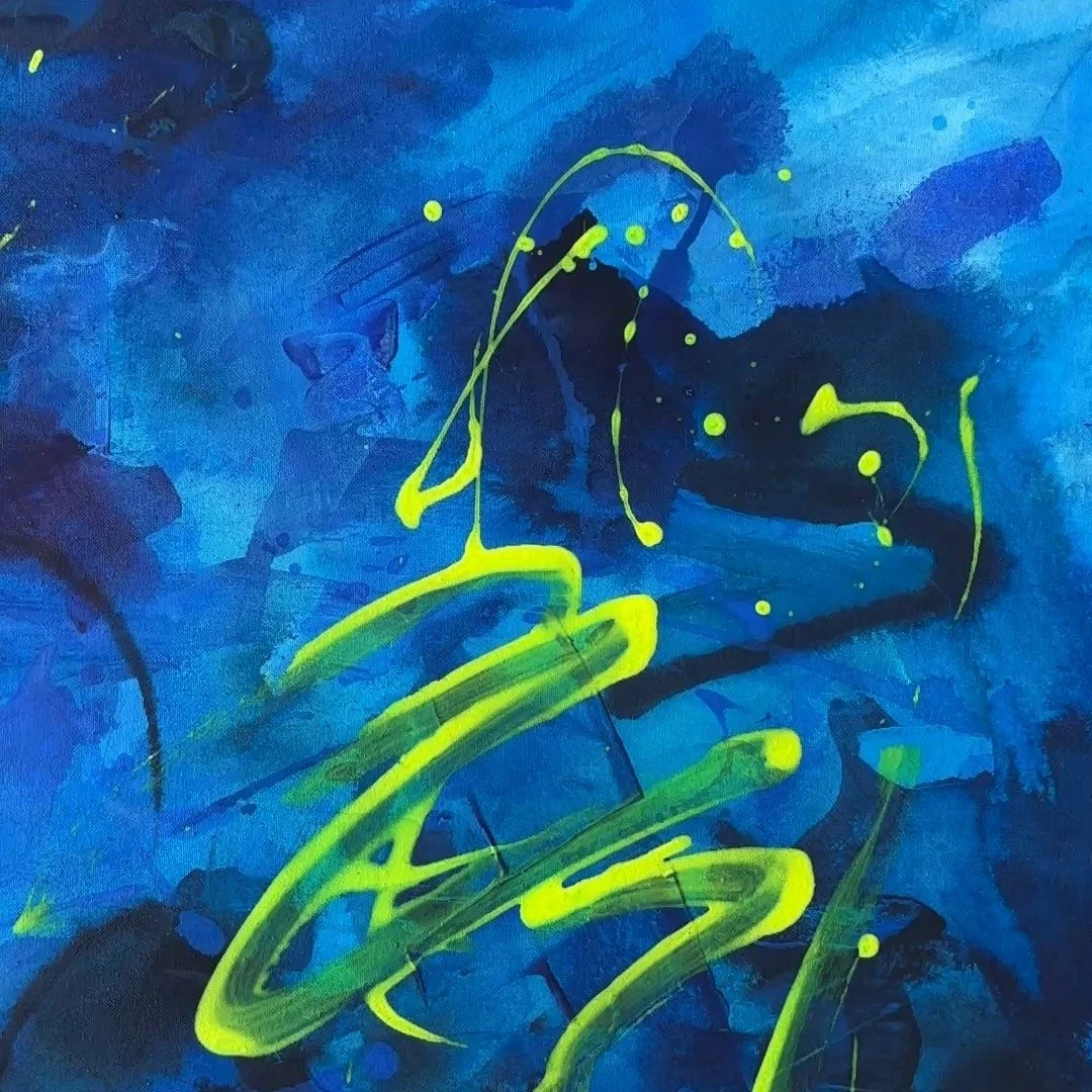 Details of Deep Current.

This painting changed a lot while I was working on it. Some parts disappeared under new layers. Others became stronger. Some marks only started to make sense after the next layer was added.

I like that you can still feel th